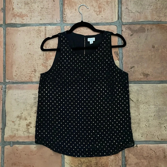🔷 J. Crew Factory Black and Gold Sleeveless Lined Top Size XSmall - Picture 1 of 8